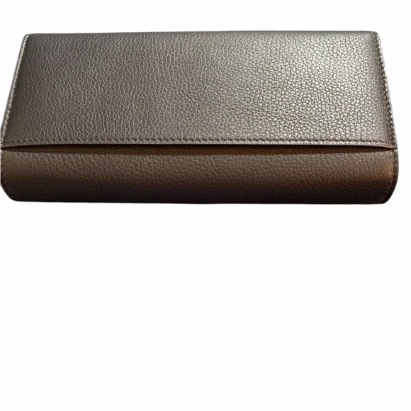 NWT Tiffany & Co. T&CO Grain Leather Flap Continental Wallet - Black/Burgundy - Picture 2 of 6